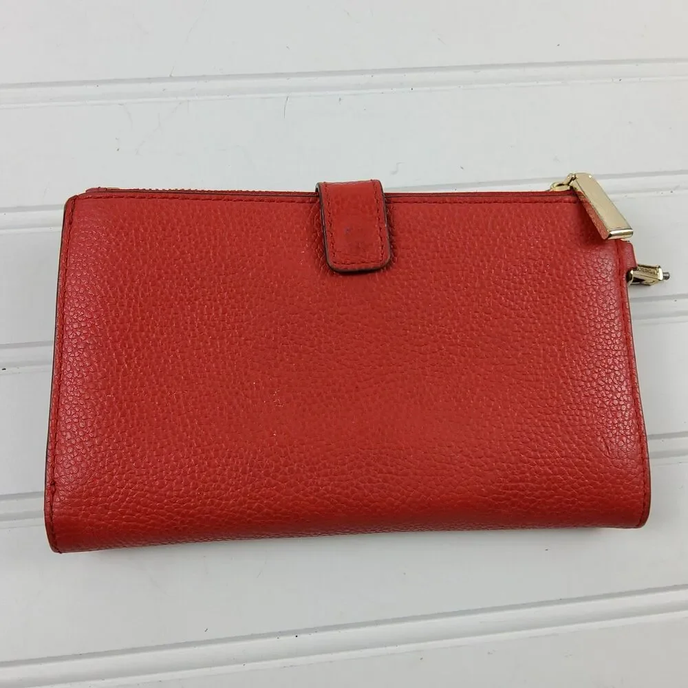 Michael Kors MK Pebbled Leather Double Zip Snap Wallet Wristlet Clutch
